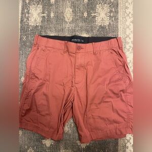Abercrombie & Fitch Red Flat Front Shorts Casual Style